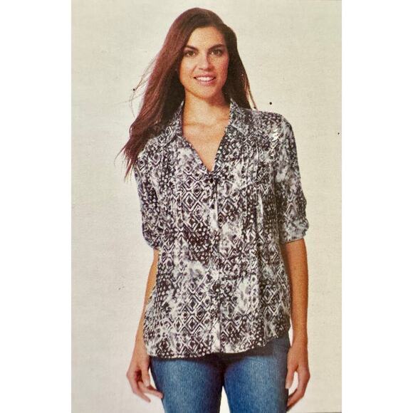 Gloria Vanderbilt Giselle Blouse Small Black - Picture 1 of 6